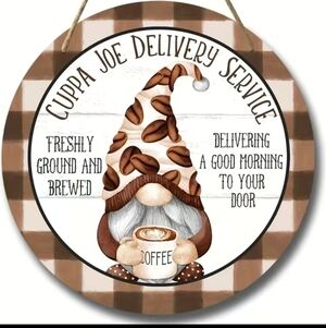 Wooden Cuppa Joe Delivery Service Sign